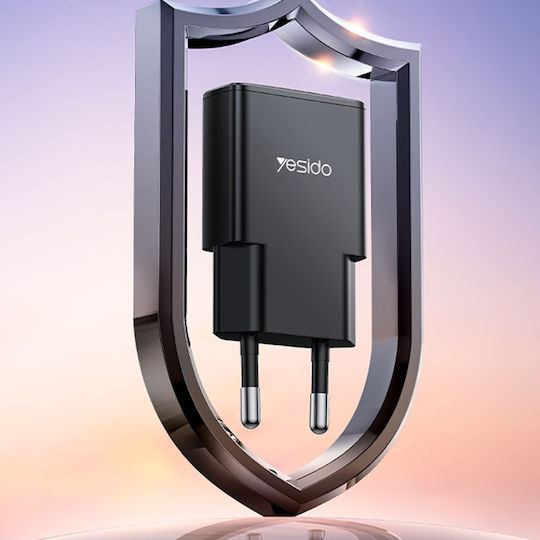 Yesido Incarcator Fara Cablu GaN cu Port USB-C 30W Power Delivery Negru