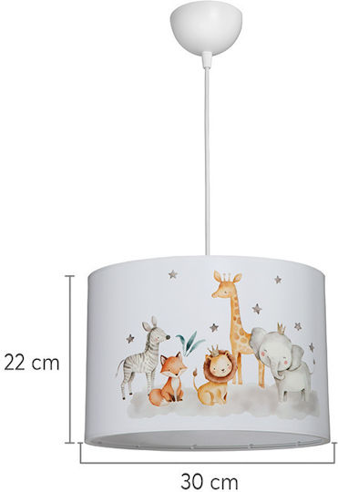Heronia Einfaches Kinderzimmer-Deckenleuchte Kette aus Kunststoff mit E27-Fassung Weiß 30x100cm