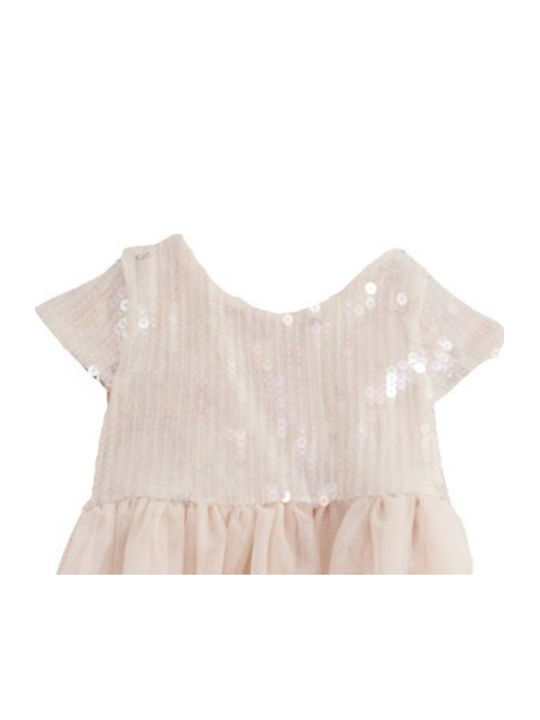 Mädchenkleid Kurzärmelig mit Pailletten Rosa
