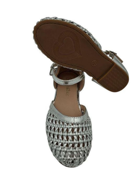 Kids Ballerinas with Adjustable Metal Clasp Silver