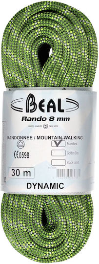 Beal Rando Standard BC08R.30.G Dynamic Climbing Rope with Length 30m Green