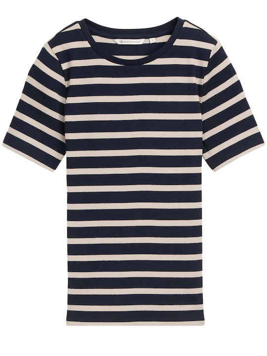 Damen Bluse Gestreift Marineblau Cloud Grau Stripe