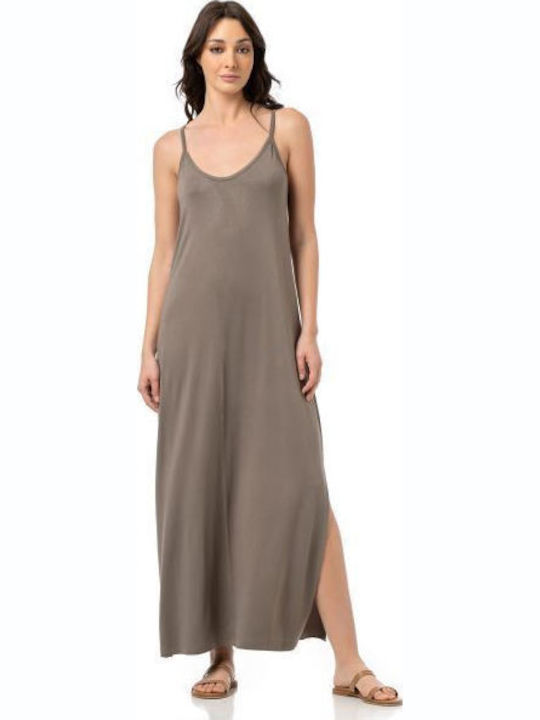Rochie Maxi De Vară Gri-Cafeniu
