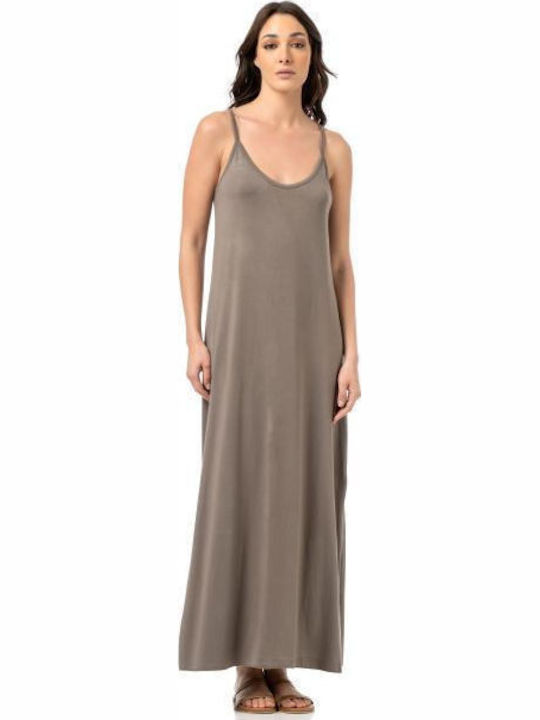 Rochie Maxi De Vară Gri-Cafeniu