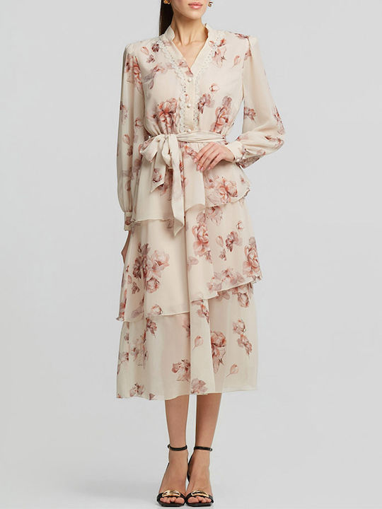 Midi Dress for Wedding - Christening with Lace Pearl
