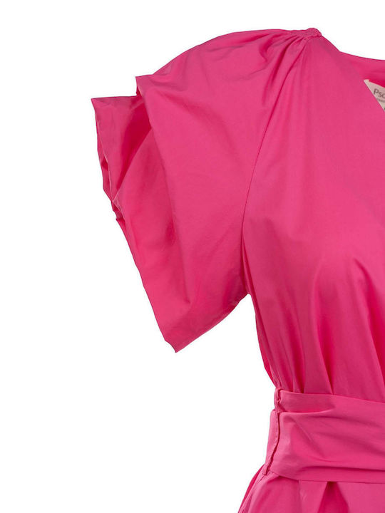 Summer Maxi Dress Short Sleeve Pink