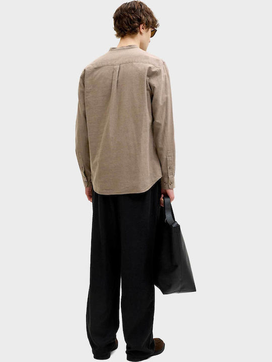 Long Sleeve Linen Shirt Light Brown
