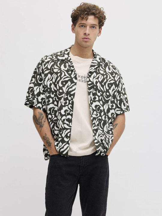 Short Sleeve Shirt in Wide Line Floral Olive 12290012 Beetle