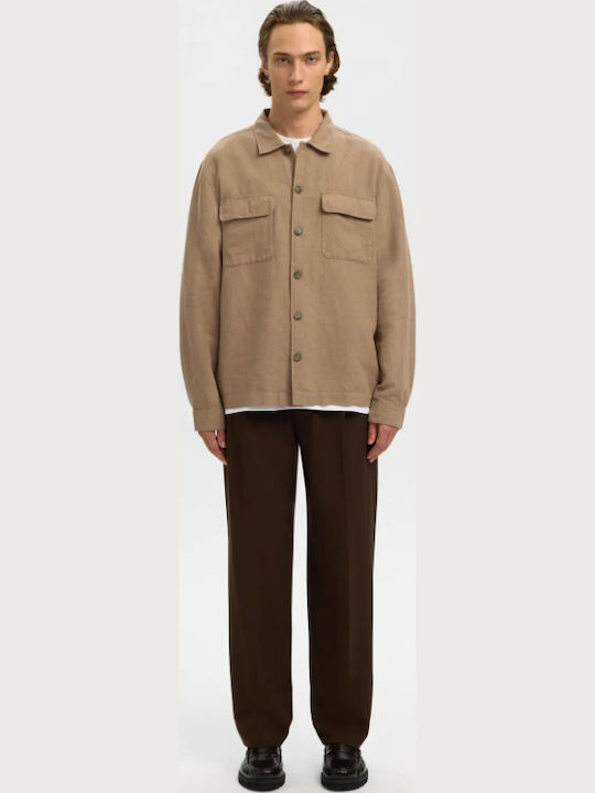 Μακρυμάνικo Λινό Overshirt Caribou(καφέ)