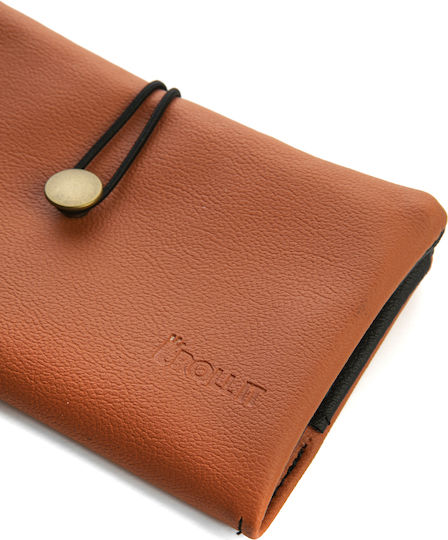 Rollit Tobacco Pouch Black Artificial Leather Handmade with Button 18x9.5cm