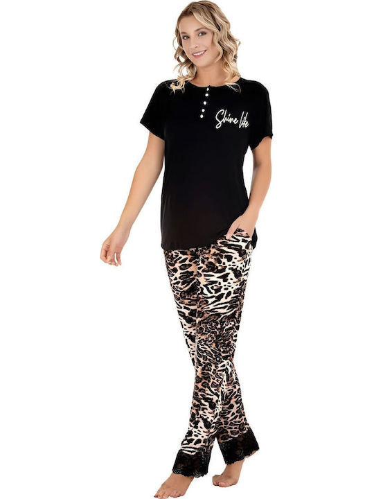 Lady Sommerliches Damen-Pyjama-Set Mehrfarbig
