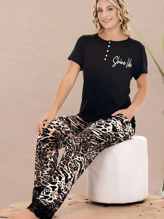 Lady Sommerliches Damen-Pyjama-Set Mehrfarbig