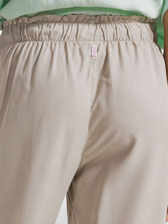 Women's Fabric Capri Trousers Beige