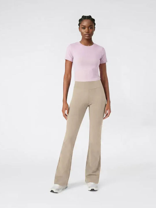 Damen Stoffhose Ausgestellt mit Gummiband Beige