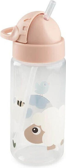 Done by Deer Kids Plastic Water Bottle with Straw Pink 350ml