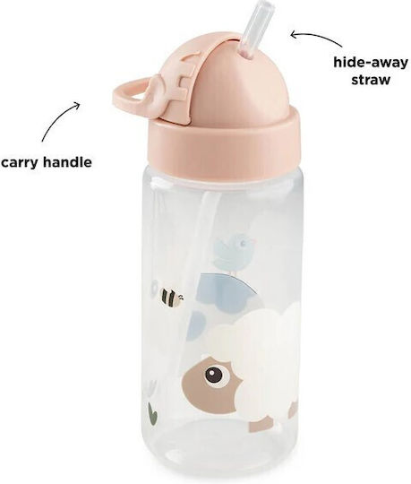 Done by Deer Kids Plastic Water Bottle with Straw Pink 350ml