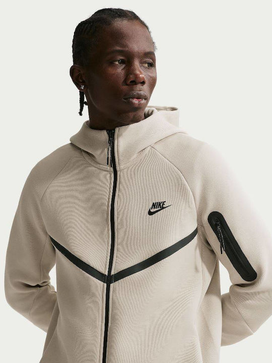 Hoodie Tech Fleece Яке с Качулка Екрю / Черно