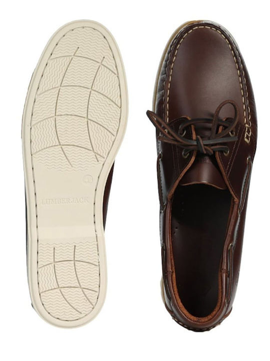 Leather Men's Boat Shoes in Tabac Brown Colour