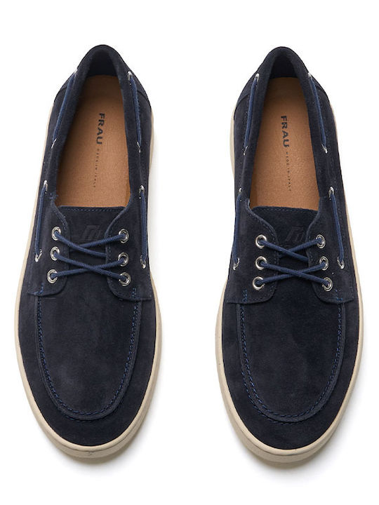 Suede Men's Boat Shoes in Blue Color