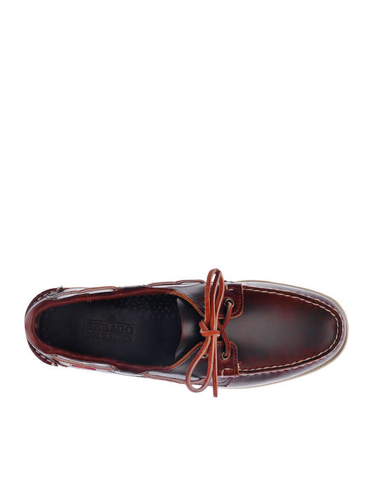 Leather Men's Boat Shoes in Burgundy Colour