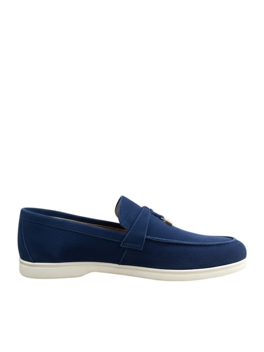 Leather Women's Moccasins in Blue Colour