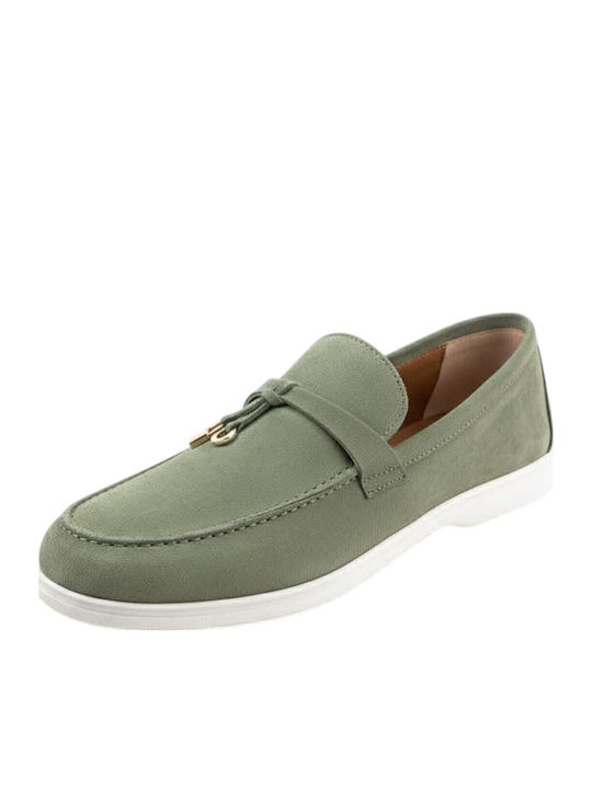 Leather Women's Moccasins in Green Colour