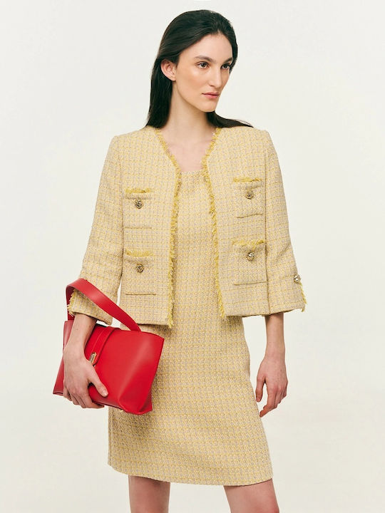 Forel Sacou Scurt Dama Tweed Galben