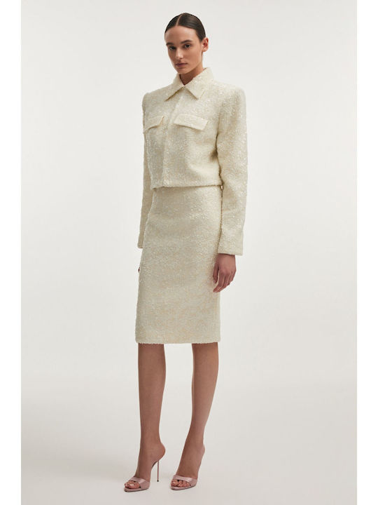 Midi White Skirt
