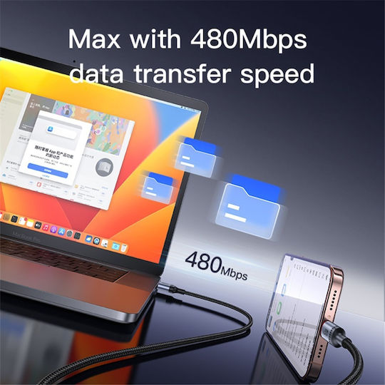 Datenkabel Type-C Zu Type-C 60w 3a 480mbps Nylon Yesido Schwarzes