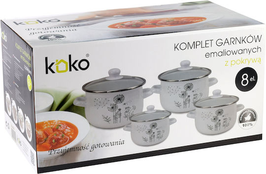 Koko Σετ Κατσαρόλες με Εμαγιέ Επίστρωση 4τμχ