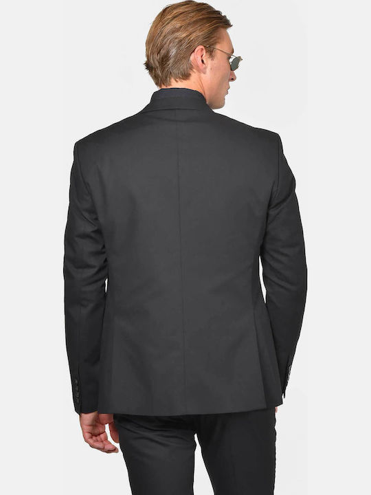Winter Men's Suit with Vest Regular Fit Black