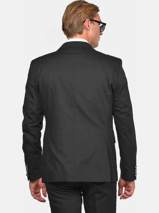 Winter Men's Groom's Suit with Slim Fit Black
