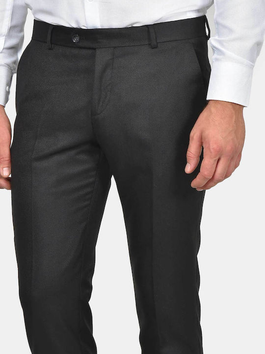Winter Men's Suit with Vest Slim Fit Black