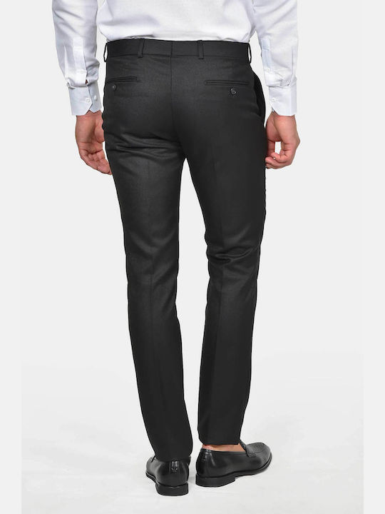 Winter Men's Suit with Vest Slim Fit Black