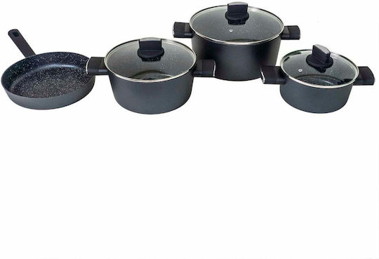 Set Vase de Gătit din Aluminiu cu Strat Antiaderent 4 Piese