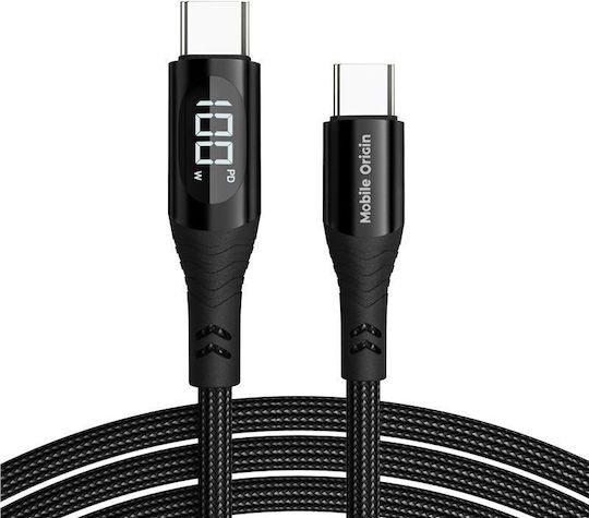Mobile Origin USB 2.0 Cable USB-C male - USB-C 100W PD Μαύρο 1.5m