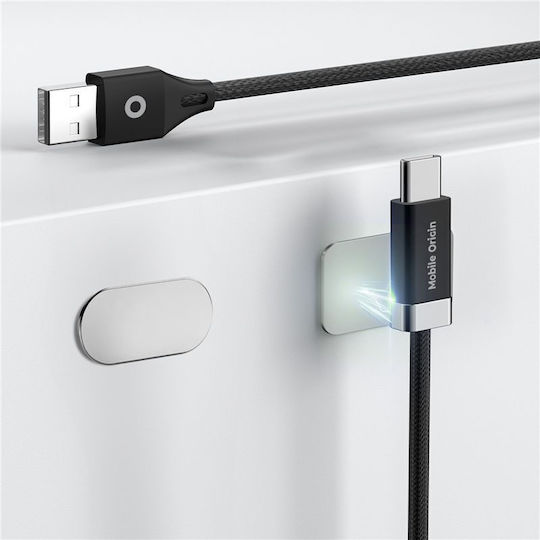 Mobile Origin Magnetic / Braided USB 2.0 Cable USB-C male - USB-C / USB-A 27W Μαύρο 1.5m MO-27WMS-CB6