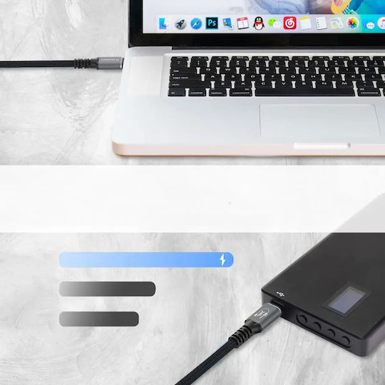 Wozinsky Video Cable USB-C male - Thunderbolt 4 240W PD Μαύρο 2m WPS-UY42S
