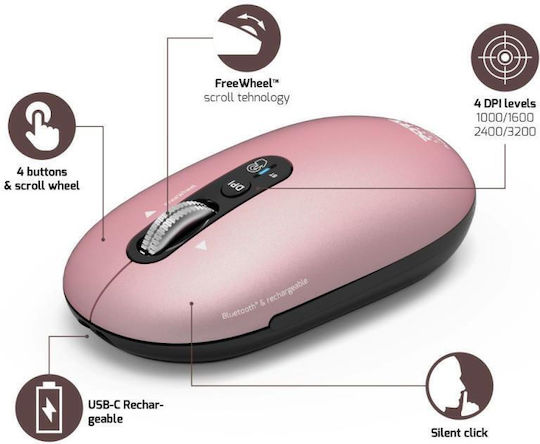 Port Designs Kabellos Bluetooth Maus Rosa