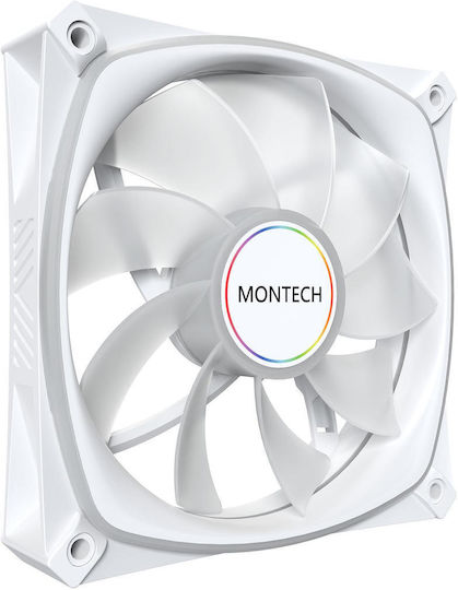 Montech RX120 PRO Umkehrklinge Gehäuselüfter (1760rpm / 72,3cfm) mit RGB-Beleuchtung und Verbindung 4-Pin PWM Weiß