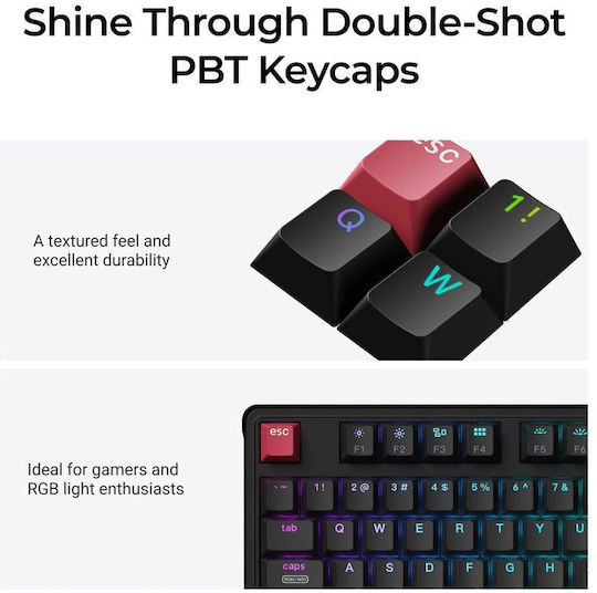 Keychron C3 Pro 8K C3PX-H3 Tastatură Mecanică Tenkeyless de Gaming cu Comutatoare Keychron Super Brown și Iluminare RGB (Engleză SUA)