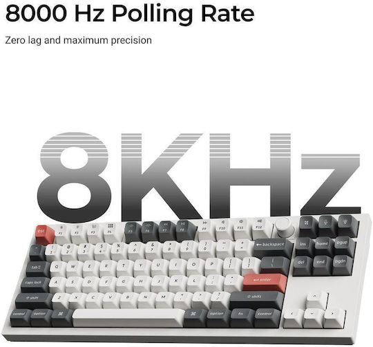 Keychron Q3 Ultra 8K Q3U-M1 Безжична Гейминг Механична Клавиатура Tenkeyless с Keychron Silk POM Червени Суичове и RGB Осветление (Английски US)
