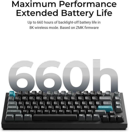 Keychron Q1 Ultra 8K Q1U-M1 Wireless Gaming Mechanical Keyboard 75% with Keychron Silk POM Red Switches and RGB Lighting (English US)