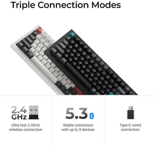Keychron Q1 Ultra 8K Q1U-M1 Wireless Gaming Mechanical Keyboard 75% with Keychron Silk POM Red Switches and RGB Lighting (English US)