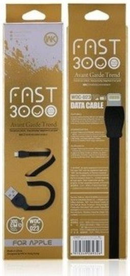 WK WDC-023 Flat USB-A to Lightning Cable Μαύρο 3m