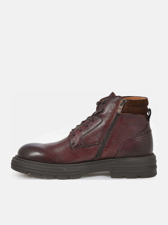 Leather Brown Men's Boots with Zipper