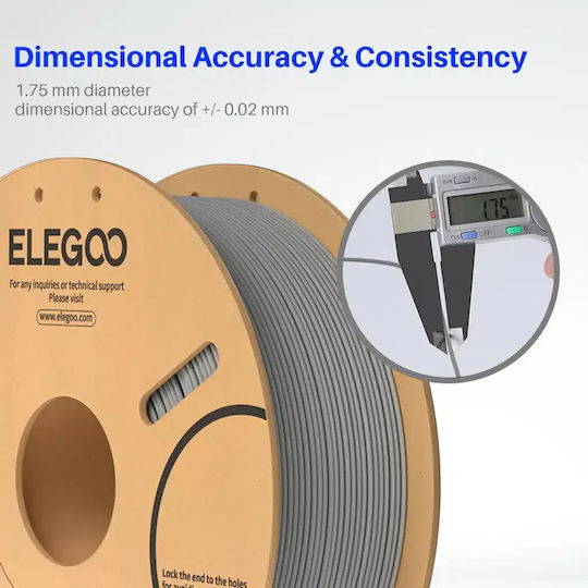 Elegoo PLA 3D Printer Filament 1.75mm Γκρι 1kg 1τμχ (Spool)