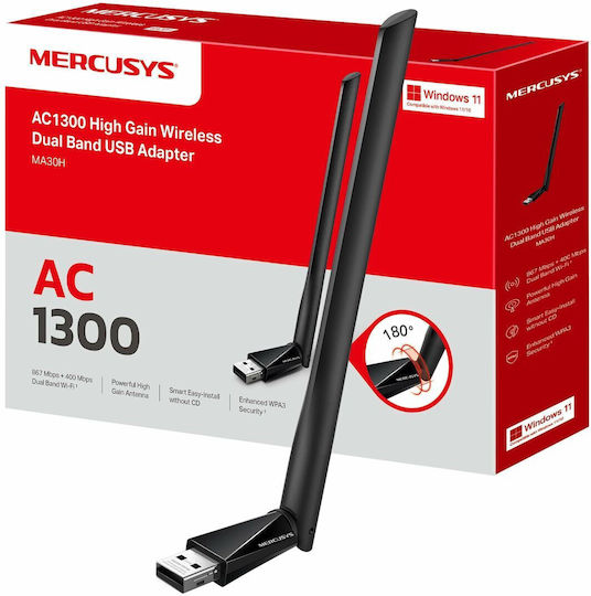 Mercusys Ma30h Αντάπτορας Δικτύου USB με Ασύρματη Σύνδεση Wi-Fi (Πρότυπο v1)