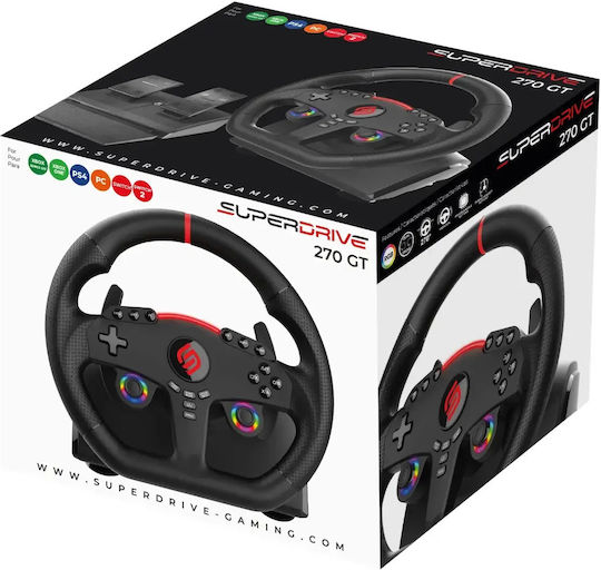 Subsonic 270 GT Τιμονιέρα με Πετάλια για PC / PS4 / Switch / Switch 2 / XBOX One / Xbox Series X/S