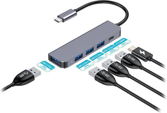 Platinet Hub 4 Θυρών USB 3.2 με σύνδεση USB-C / USB-A
